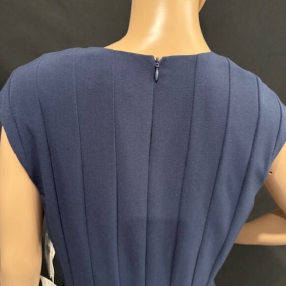 Adrianna Papell Navy Pleated Midi Dress – Size 12 - Picture 5 of 11